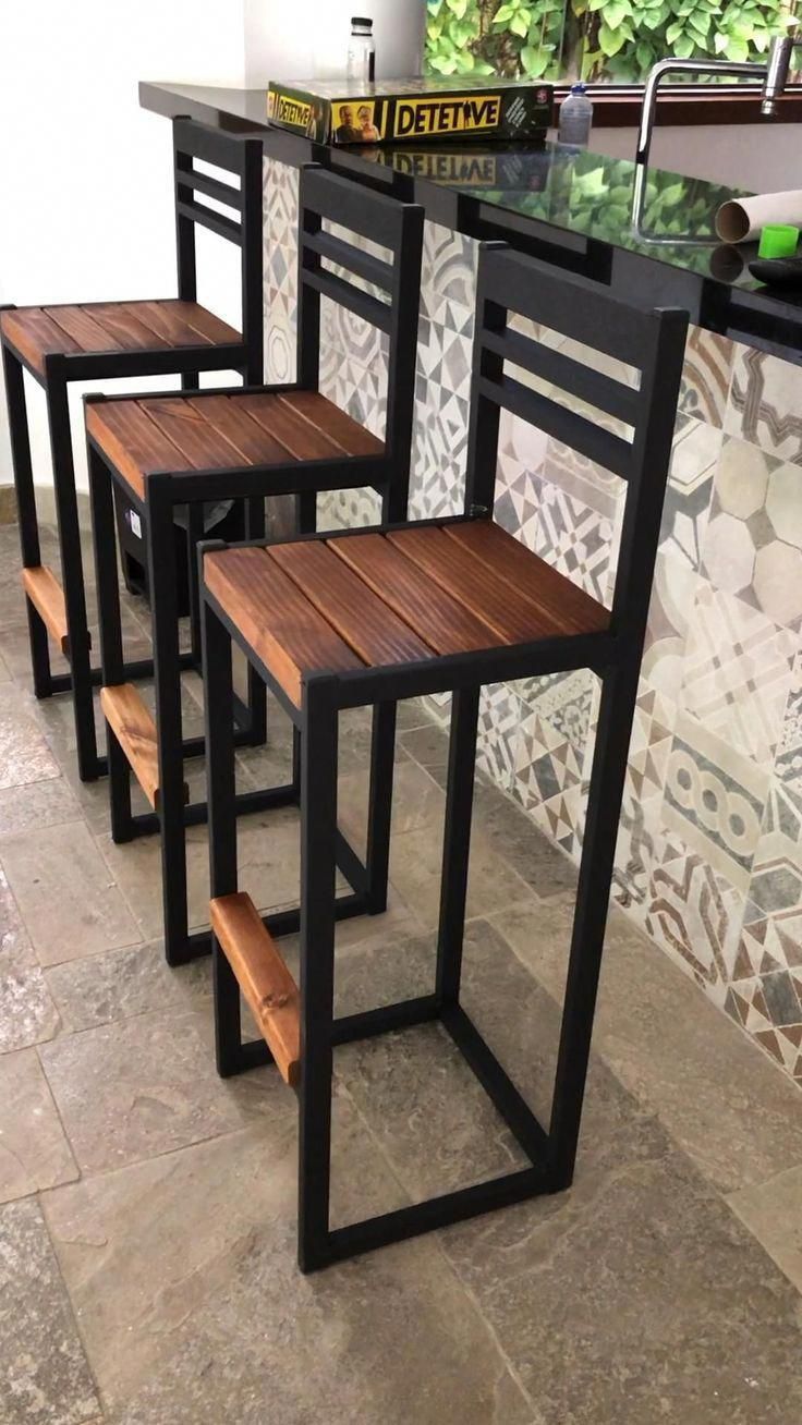 metal bar stool wooden seat